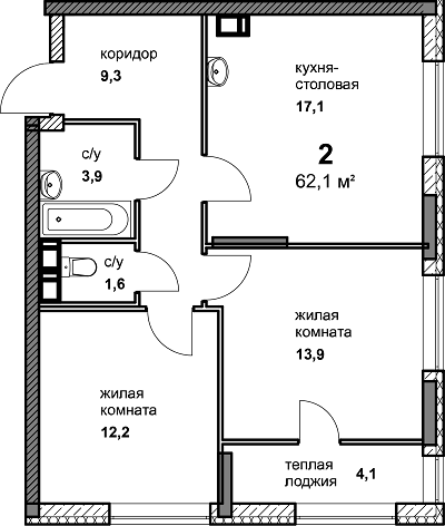Планировка квартиры в ЖК "Дом на Маковского" - фотография 2