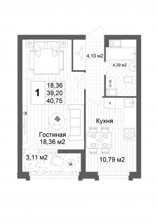 Планировка квартиры в ЖК "Каскад на Автозаводе" - фотография 3