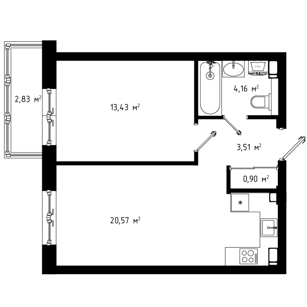 Планировка квартиры в ЖК "Панин" - фотография 1