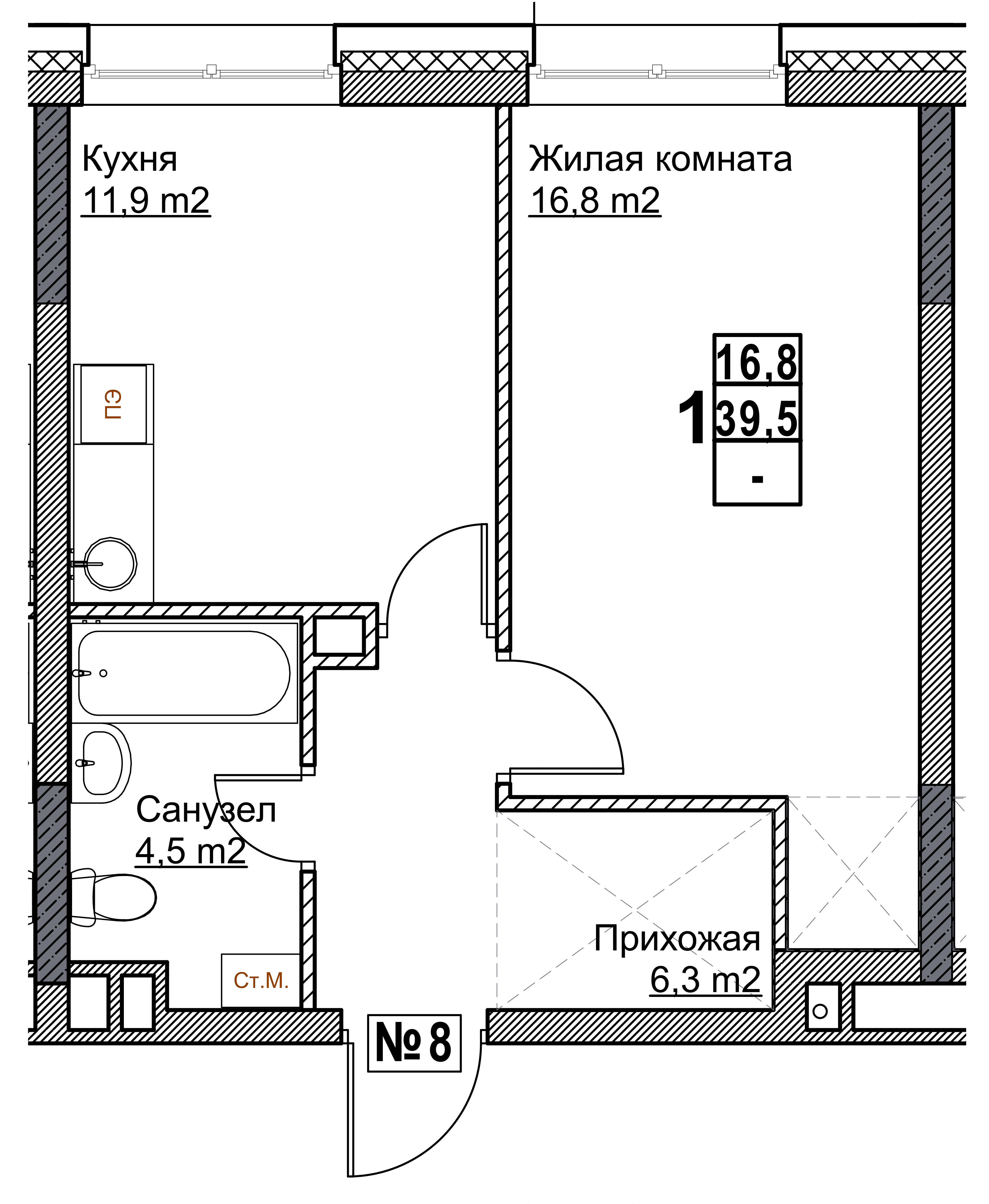 Планировка квартиры в ЖК "Бетанкур" - фотография 2