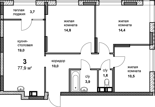 Планировка квартиры в ЖК "Дом на Маковского" - фотография 1